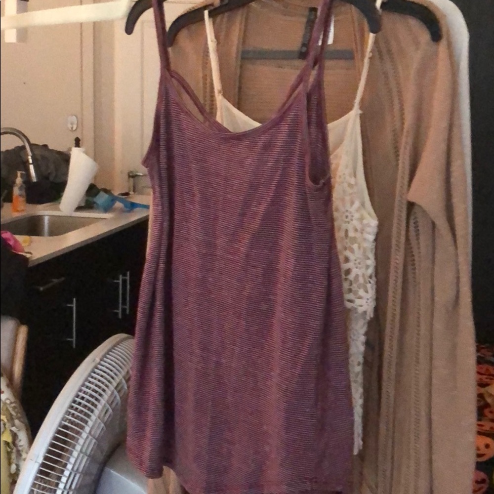 Maroon soft striped tank